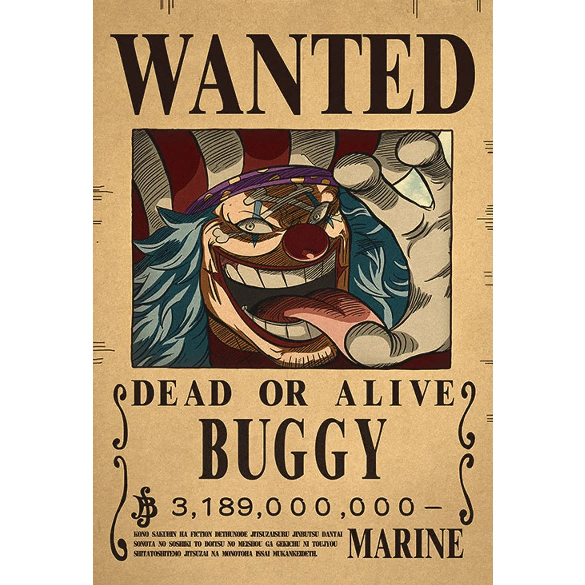 Poster Wanted One Piece Buggy Il Clown