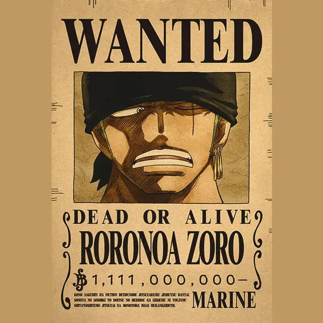Poster Wanted One Piece Zoro