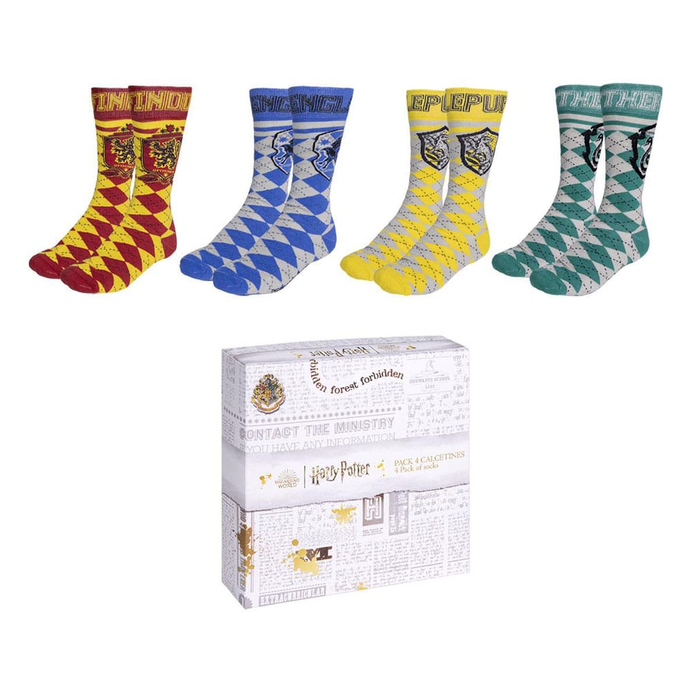 Harry Potter socks 4-packs Casate Hogwarts 36-41 Calzini nerd-pug