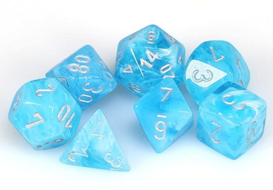 Chessex Luminary Sky/Silver Mini 7-Dice Set Dadi