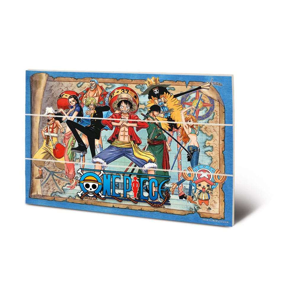 One Piece Wall Art su Legno Mappa Ciurma Cappello di Paglia 20 x 30 xm nerd-pug