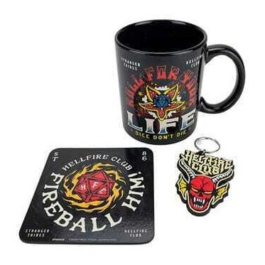 Stranger Things Mug, Coaster and Keychain Set Hellfire nerd-pug
