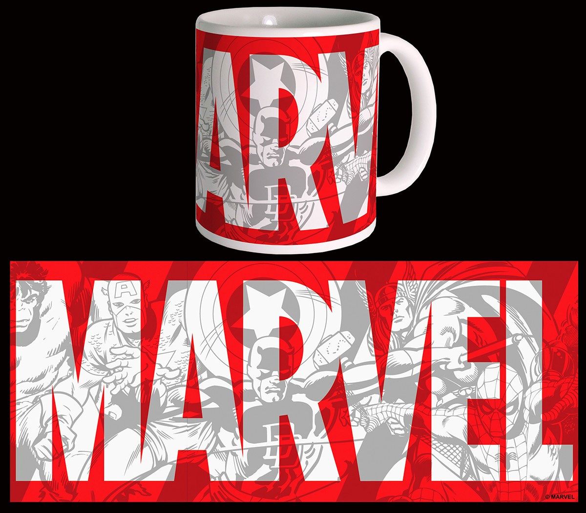 Tazza Marvel Logo nerd-pug